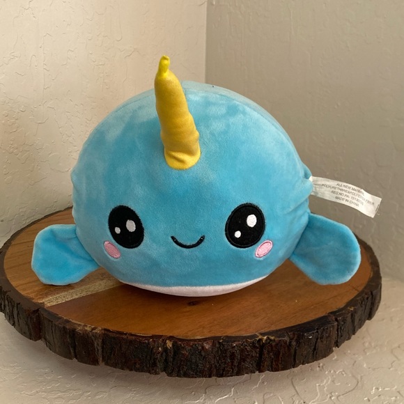 Toys Narwhal Sea Blue With Golden Horn Squishy Plush Poshmark